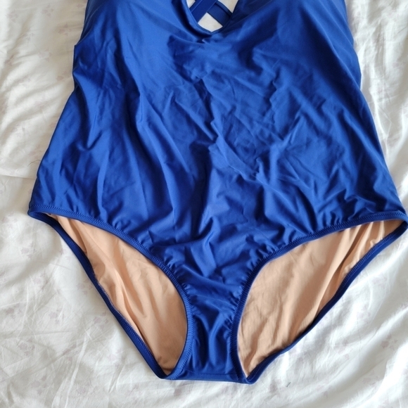 J. Crew Blue Cross Back One Piece Swimsuit - Picture 5 of 11